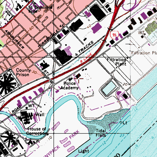 Topographic Map of Philadelphia Police Academy, PA