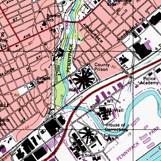 Topographic Map of Holmesburg Prison, PA
