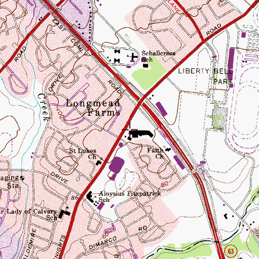 Topographic Map of Katherine Drexel Rush Middle School, PA