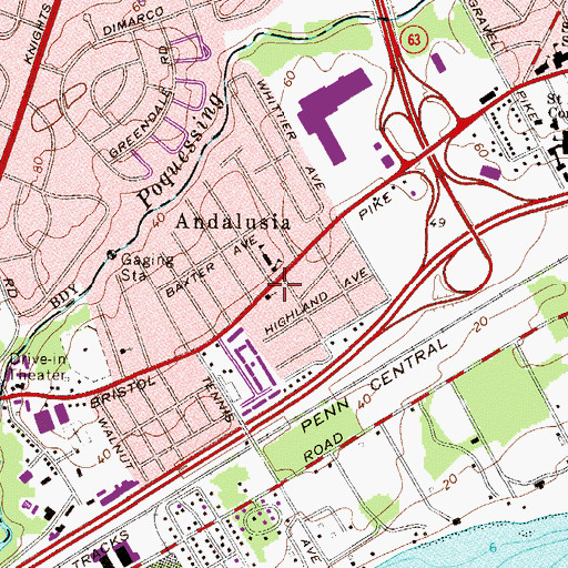 Topographic Map of Andalusia Elementary School, PA