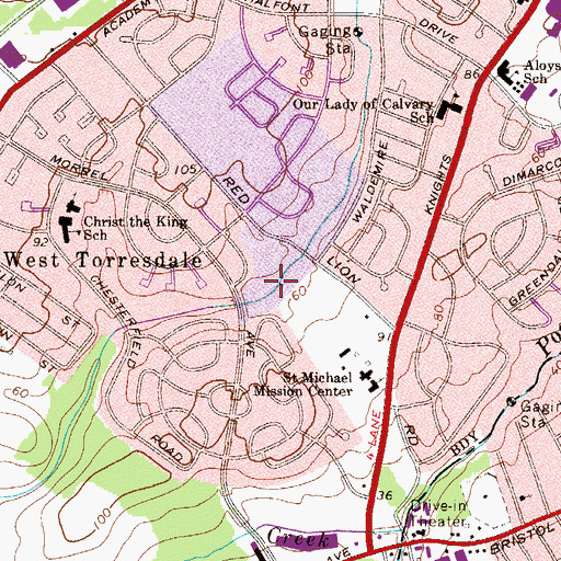 Topographic Map of Labrum Middle School, PA