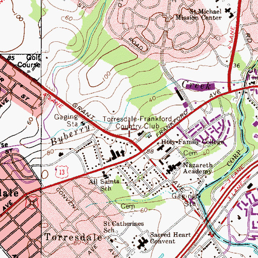 Topographic Map of Saint Katherine of Siena School, PA