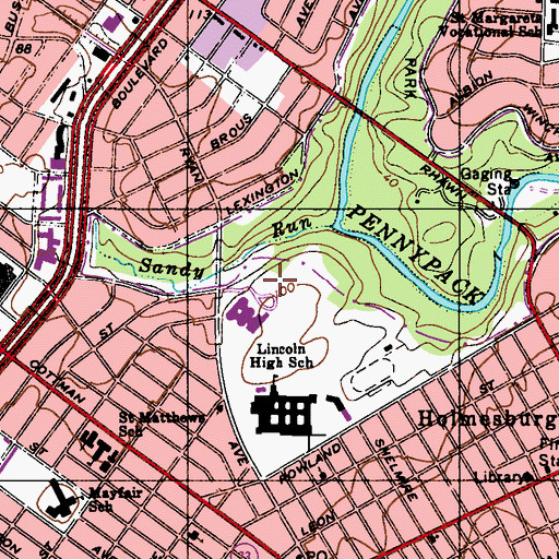 Topographic Map of Meehan Middle School, PA