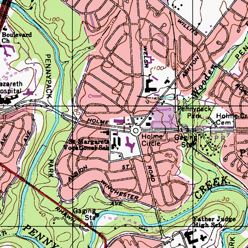 Topographic Map of Saint Jerome School, PA