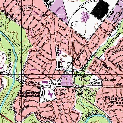 Topographic Map of Pollock Elementary School, PA