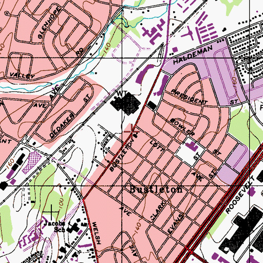 Topographic Map of Bustleton Elementary School, PA