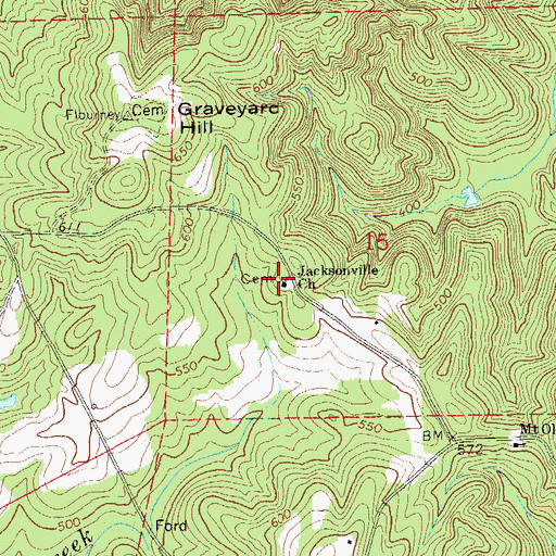Topographic Map of Jacksonville Church, AL