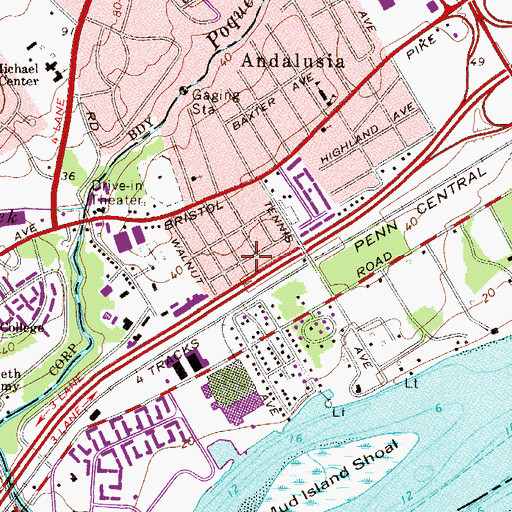 Topographic Map of Andalusia Station, PA