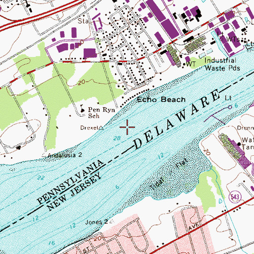 Topographic Map of Delaware River Access Area, PA