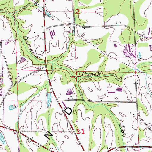 Topographic Map of Jacob Creek, AL