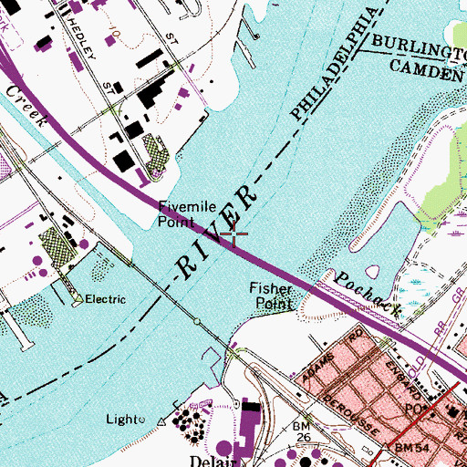 Topographic Map of Betsy Ross Bridge, PA