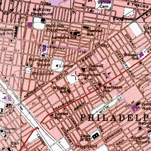 Topographic Map of Franklin Playground, PA