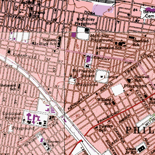 Topographic Map of Hissey Center, PA