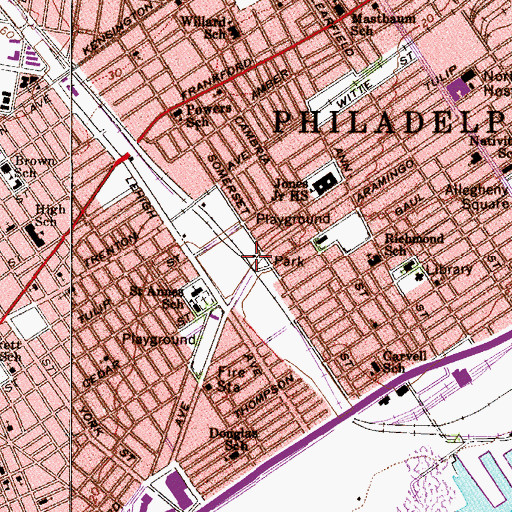 Topographic Map of Richmond Playground, PA