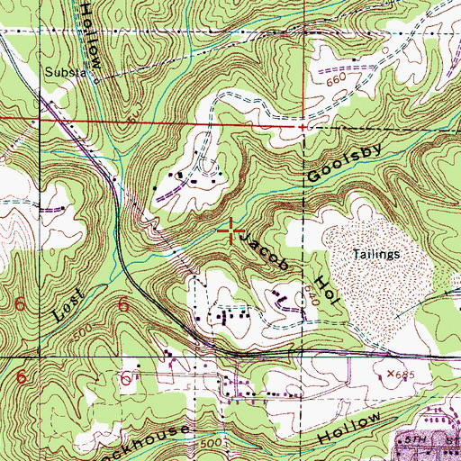 Topographic Map of Jacob Hollow, AL