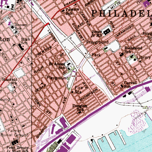 Topographic Map of Aramingo Square, PA
