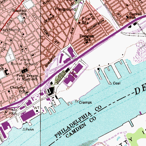 Topographic Map of Riverside Industrial Park, PA