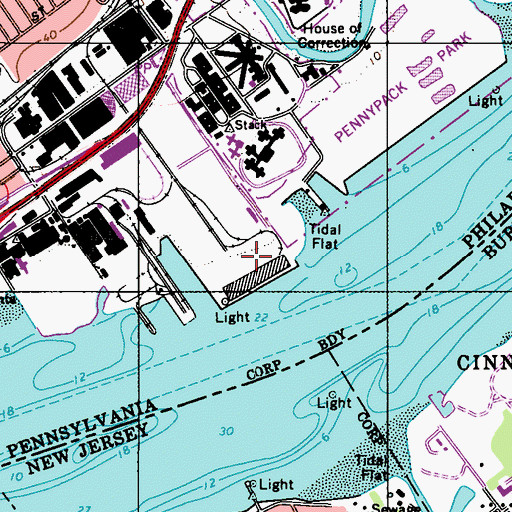 Topographic Map of Philadelphia Detention Center, PA