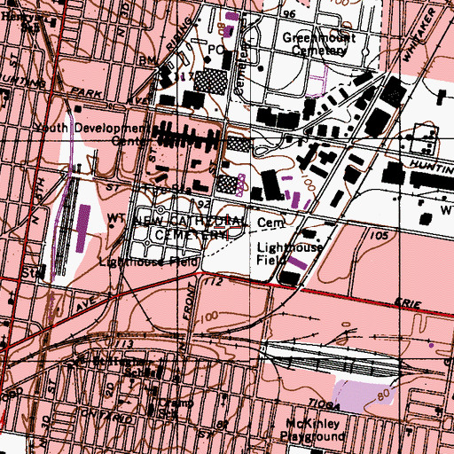 Topographic Map of New Cathedral Cemetery, PA