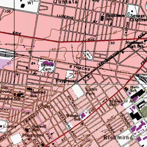 Topographic Map of Webster Playground, PA