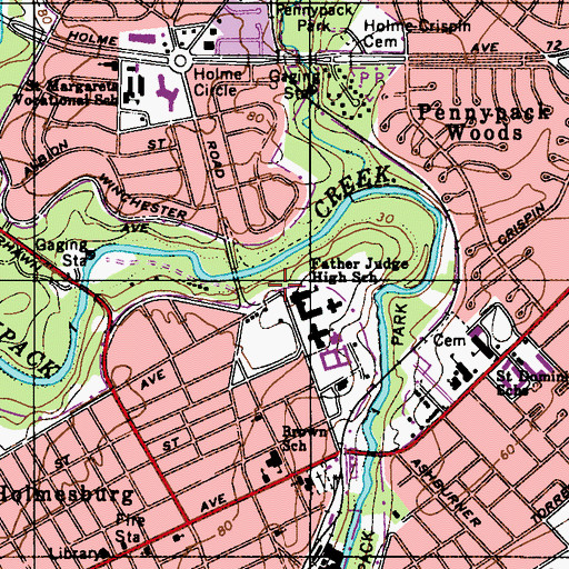 Topographic Map of James Ramp Memorial Recreation Center (historical), PA