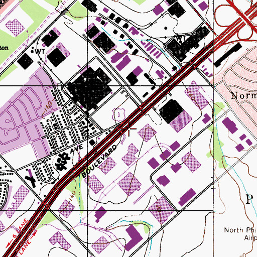 Topographic Map of Philadelphia Industrial Park, PA