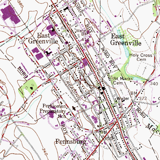 Topographic Map of Schwenkfelder Library Museum, PA