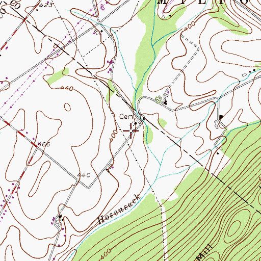 Topographic Map of Schwenkfelder Cemetery, PA