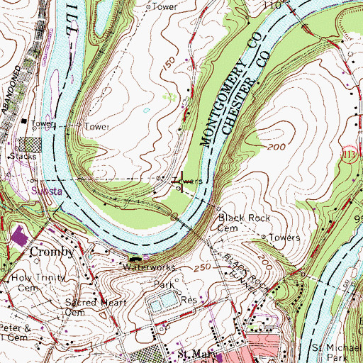 Topographic Map of Upper Schuylkill Valley County Park, PA