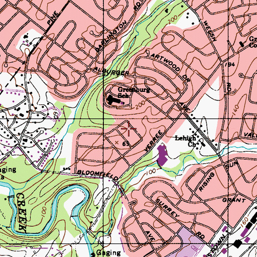 Topographic Map of Baldi Middle School, PA