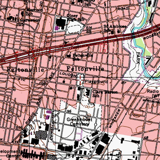 Topographic Map of Olney Wyoming High School, PA