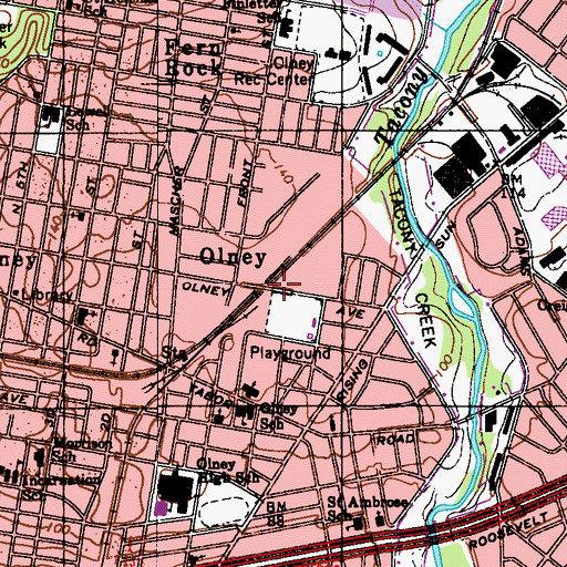 Topographic Map of Ziehler Playground, PA