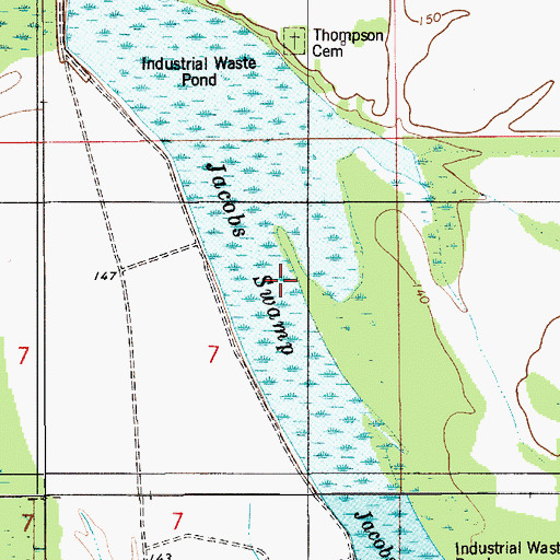 Topographic Map of Jacobs Swamp, AL