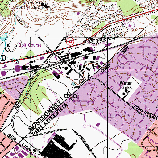 Topographic Map of The Valley Club, PA
