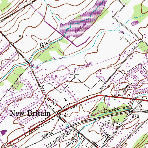 Topographic Map of Covered Bridge Knoll, PA