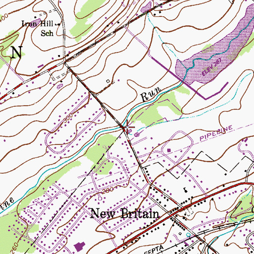 Topographic Map of Pine Run Covered Bridge, PA
