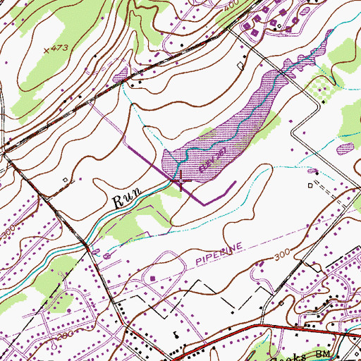 Topographic Map of Pine Run Dam, PA