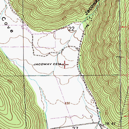 Topographic Map of Jacoway Cemetery, AL