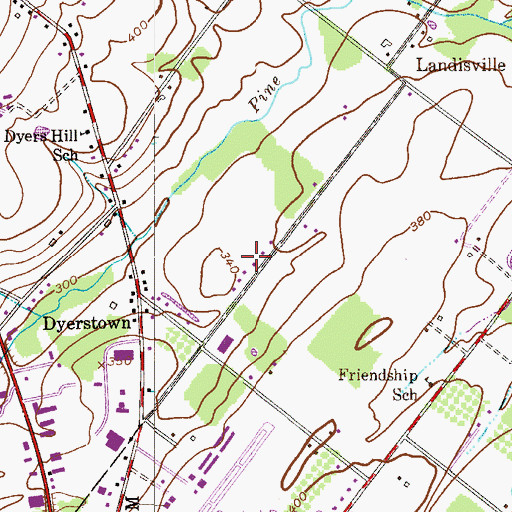 Topographic Map of Old Mill Estates, PA