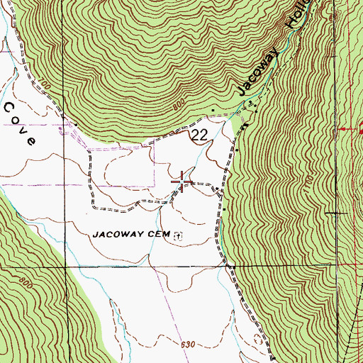 Topographic Map of Jacoway Hollow, AL