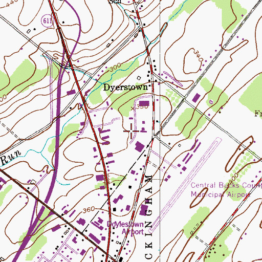 Topographic Map of Central Bucks Industrial Aero Park, PA