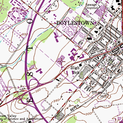 Topographic Map of Lenape Junior High School, PA