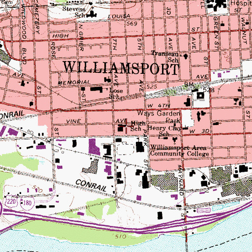 Topographic Map of Williamsport High School, PA