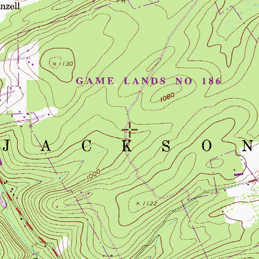 Topographic Map of State Game Lands Number 186, PA