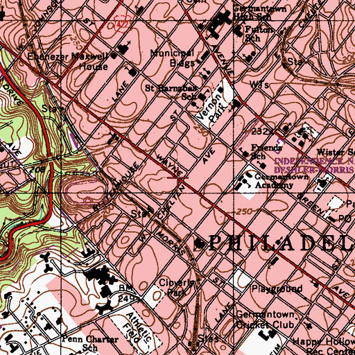 Topographic Map of Pickett Middle School, PA