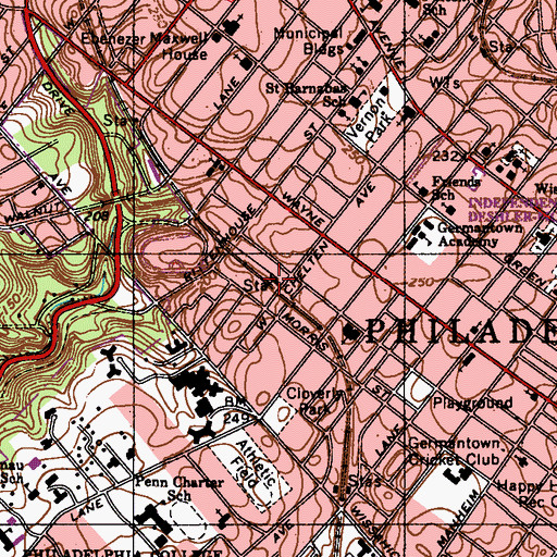 Topographic Map of Chelten Avenue Station, PA