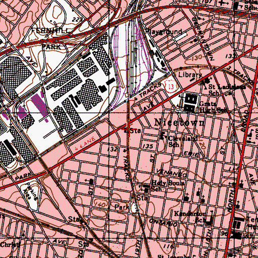 Topographic Map of Nicetown Station, PA