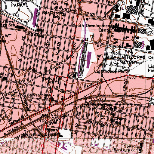 Topographic Map of Erie Station, PA