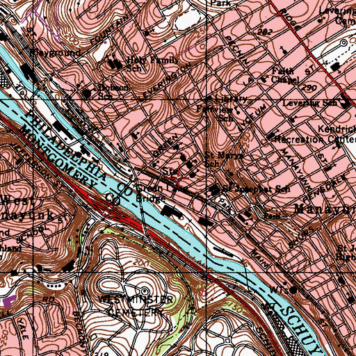 Topographic Map of Manayunk Station, PA