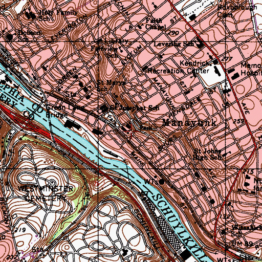 Topographic Map of Saint John the Baptist Church, PA